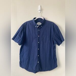 Old Navy Polka Dot Navy Button Down Short-Sleeve Shirt (XL)